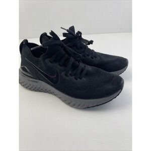 Nike Womens Size‎ 8 Epic React Flyknit 2 Running Shoes Black Mesh Lace Up